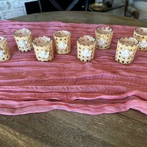 Rattan & cherub angel candle holders